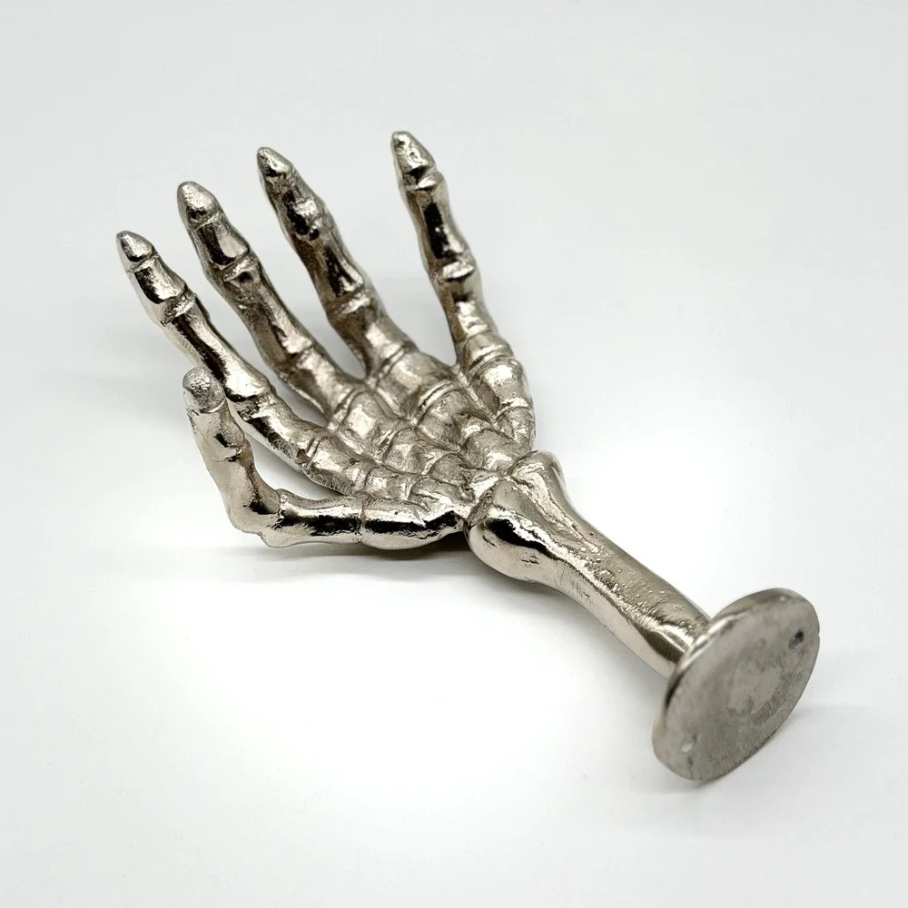 ONE HUNDRED 80 DEGREES Skeleton Hand Wall Hook Silver Gothic Spooky Halloween